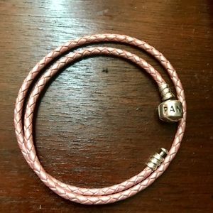 Pandora Braided double leather bracelet in pink